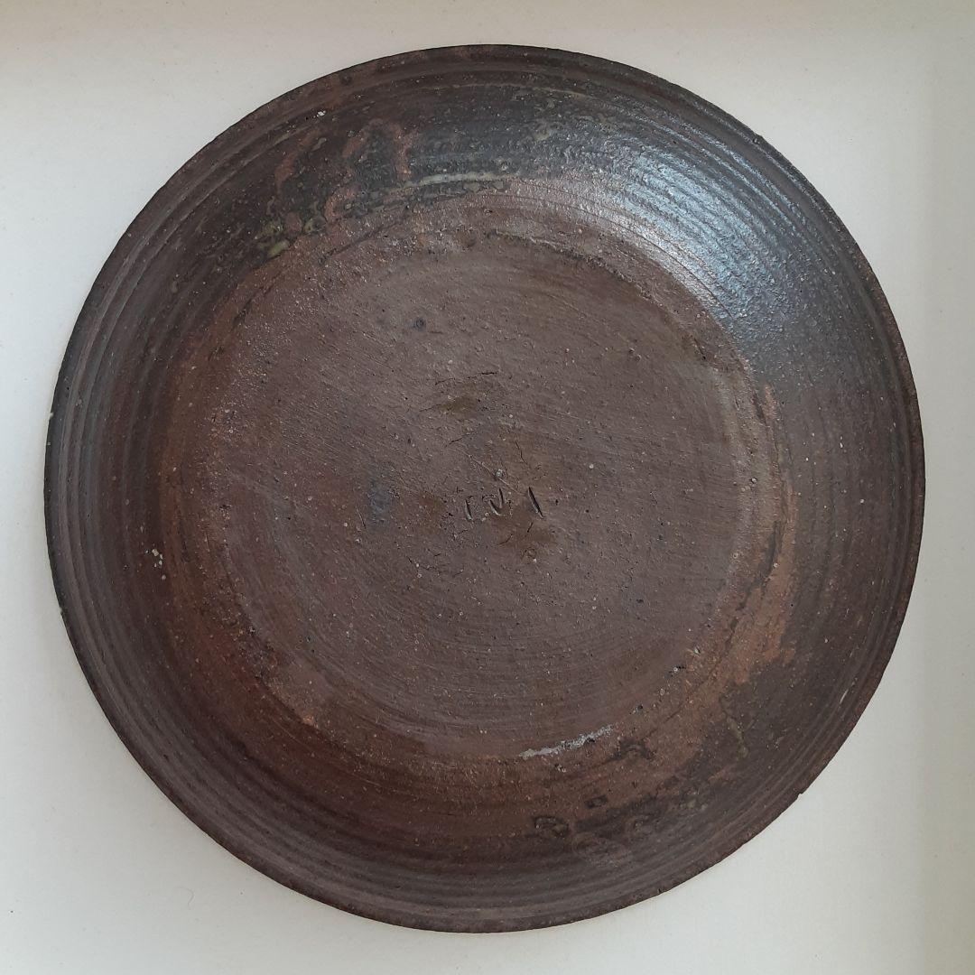 陶彩　灰釉大皿　高山陶園　渡辺敬一郎　常滑焼