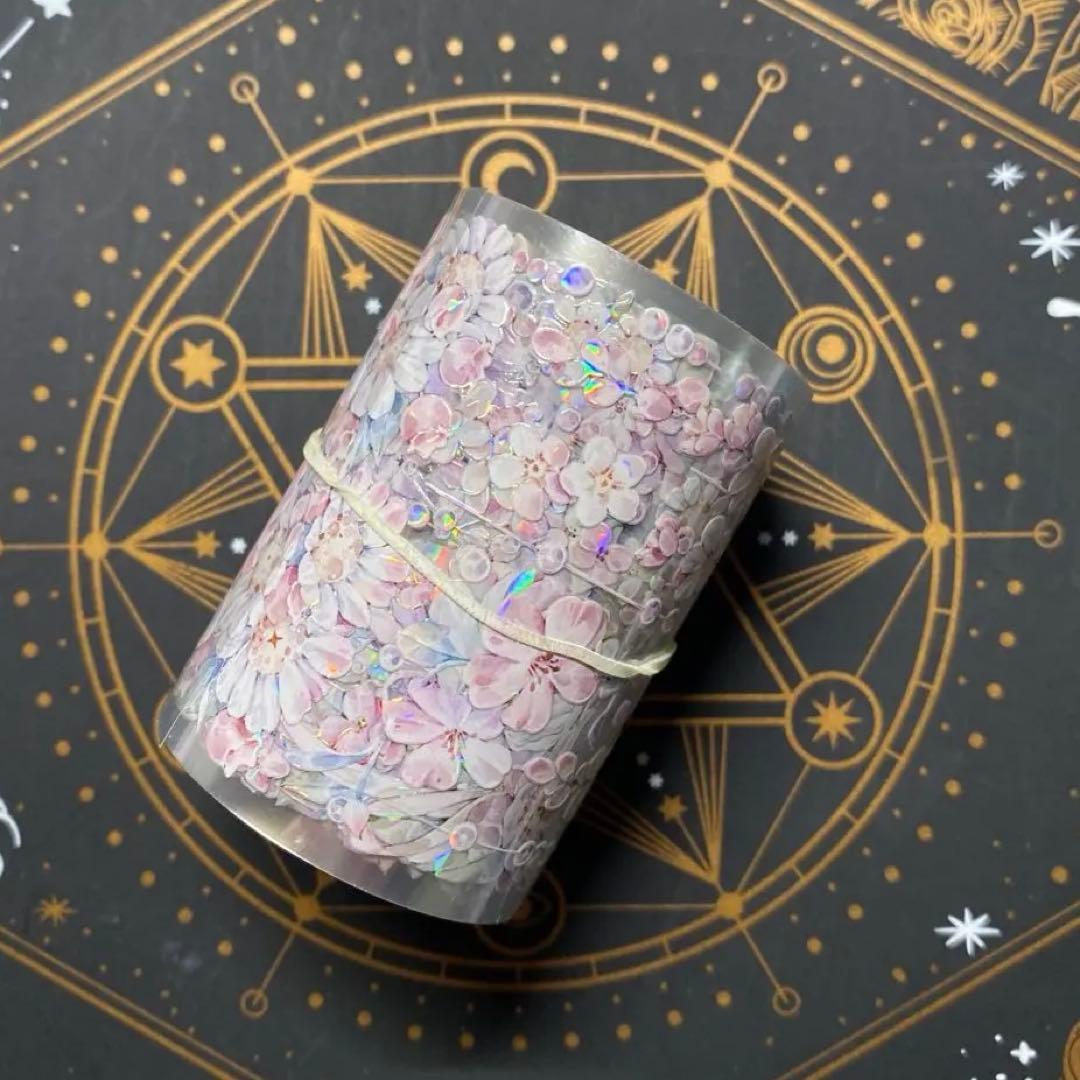 【9311】海外　マステ　中古巻　貝殻光マスキングテープ　お花　装飾系