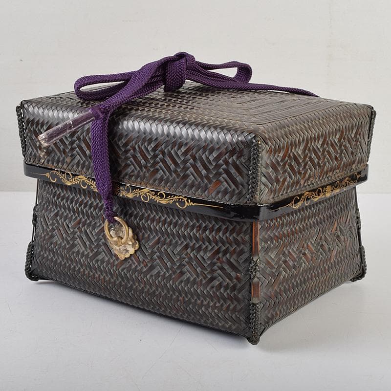 茶道具　平安　籃峰斎作　茶籠　茶碗　独楽棗など　七点一式　仕覆付　Y　R9517