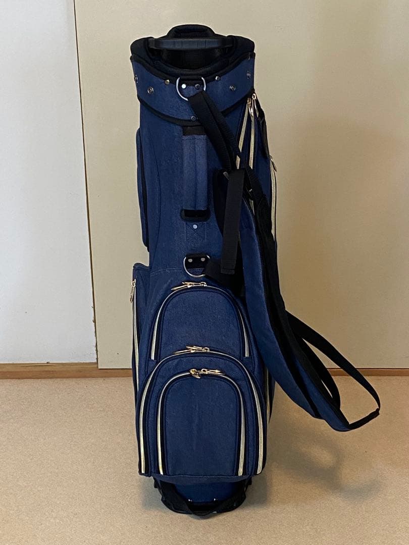 かわいい♡デニムタイプ ネイビー キルティング キャディーバッグ スタンド式