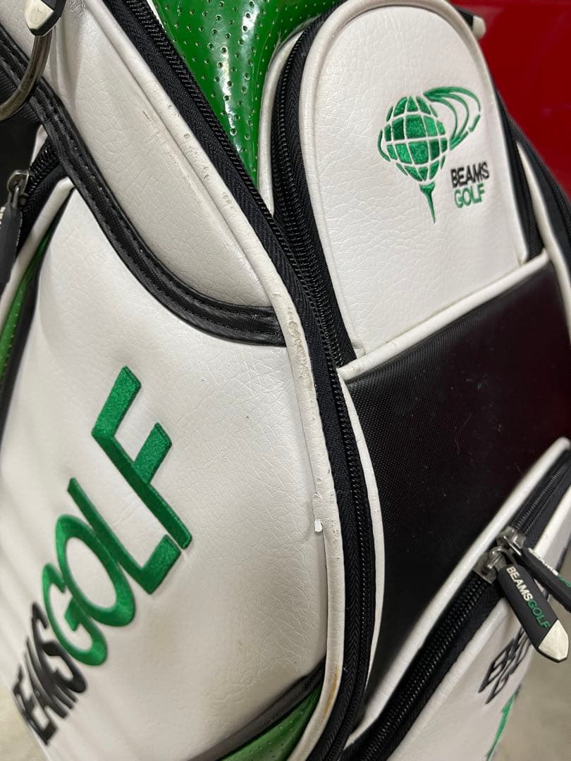 BEAMS GOLF キャディバッグ ホワイト/グリーン