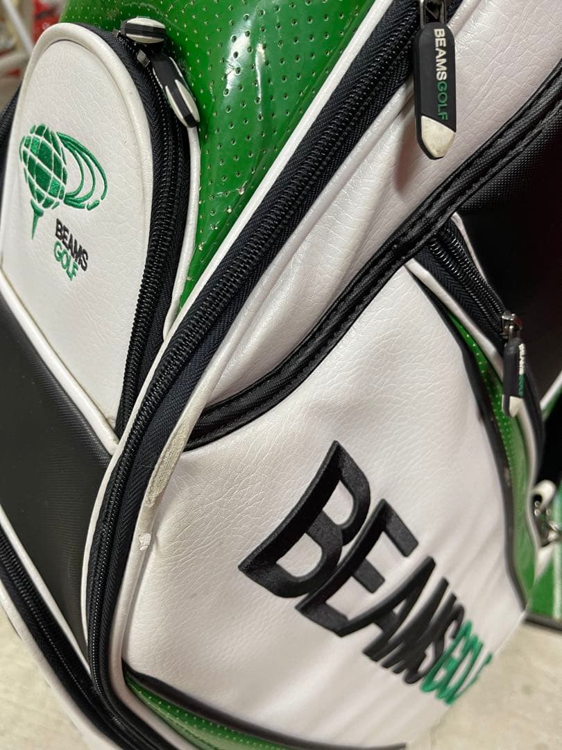 BEAMS GOLF キャディバッグ ホワイト/グリーン