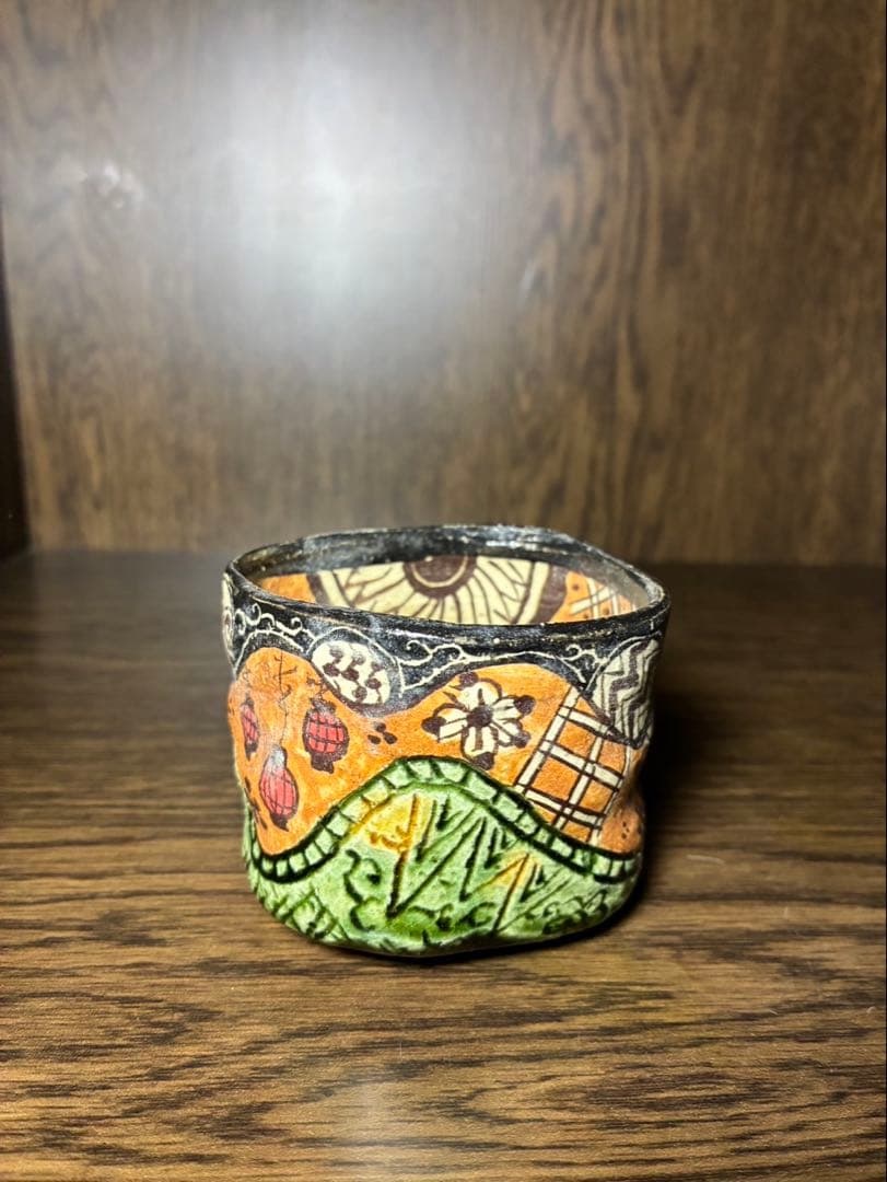 漫画織部 ぐい呑　花魁　深見文紀 共箱