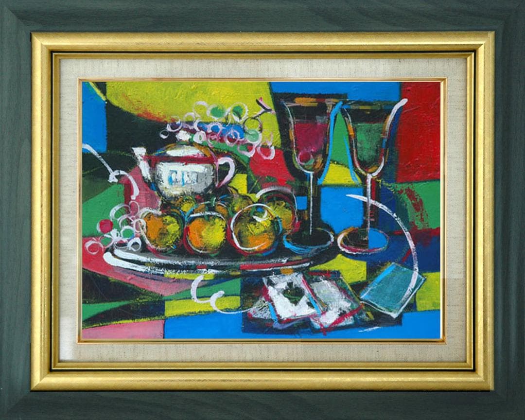 油絵 菅家令子 絵 絵画 インテリア uF6-120309 静物 フルーツ