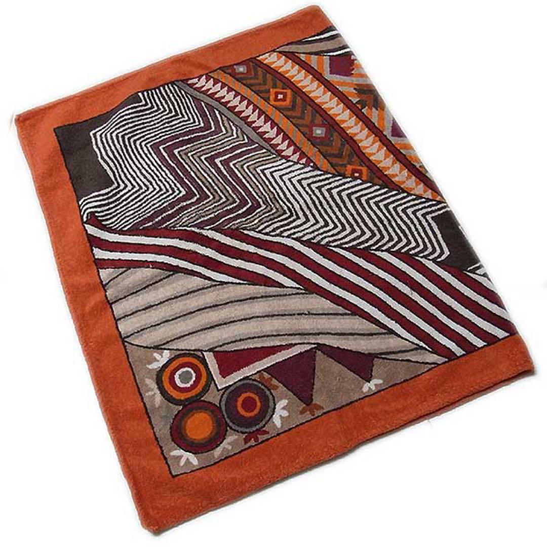 【HERMES】幾何学模様 ビーチタオル タオルケット 大判 オレンジ