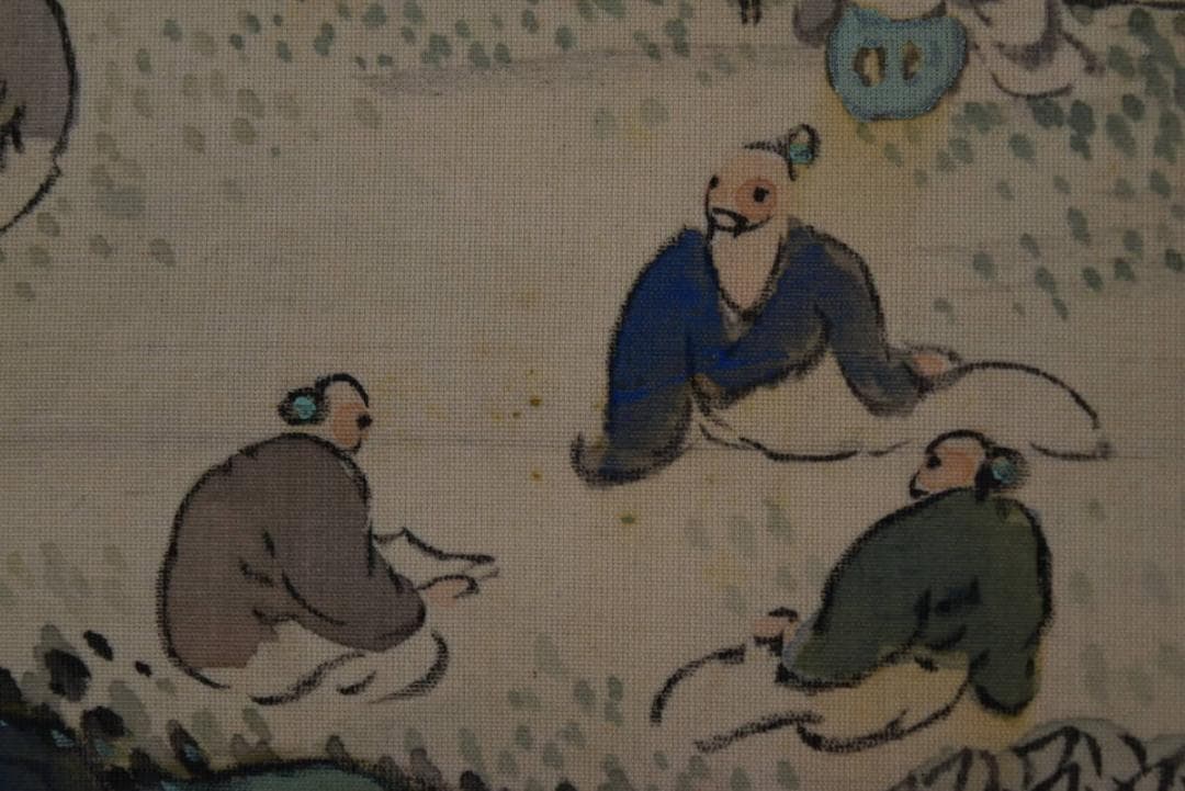 【真作】橋本松陵/青緑山水人物図/掛軸☆宝船☆Z-641