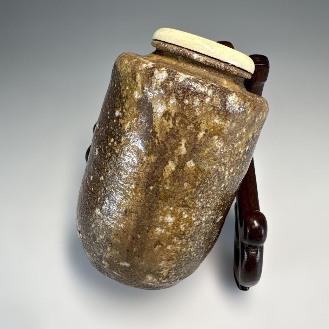 【中古品】古来窯 上田光春 造 信楽 茶入 茶道具 共箱 仕覆 金春金襴