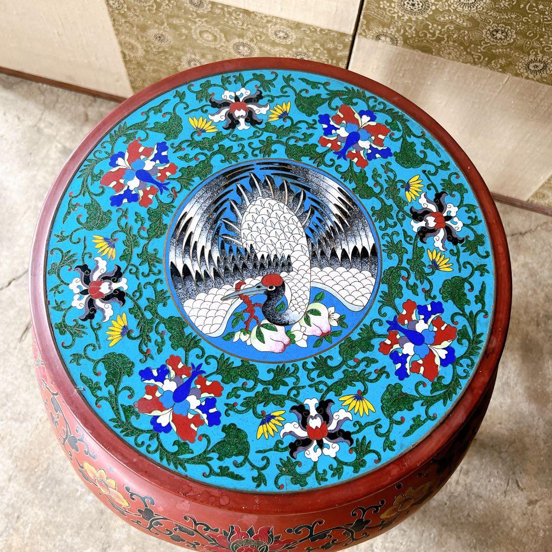 michiko景泰蘭　七宝天板スツール　サイドテーブル　花台飾り台置台装