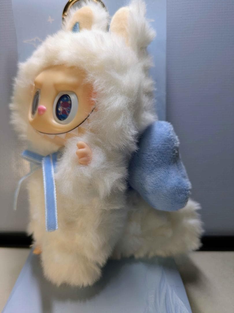 ZIMOMO LABUBU ぬいぐるみ ブルーリボン キーホルダー