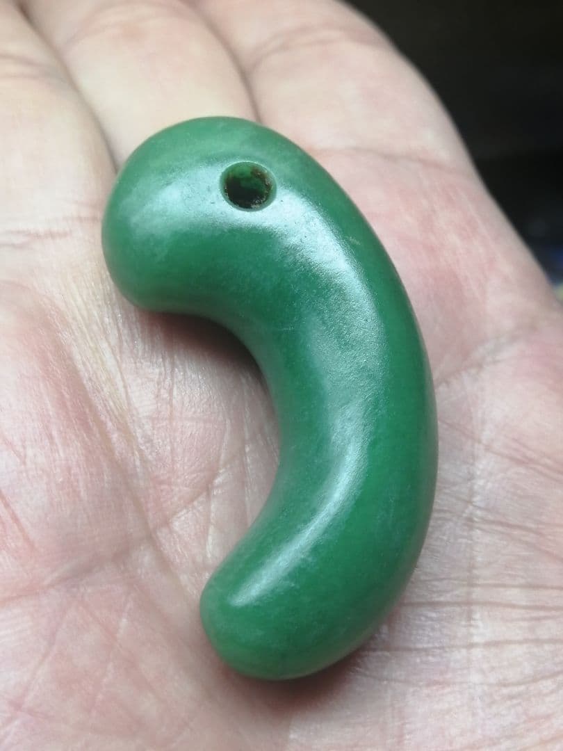 ★古墳期『糸魚川翡翠勾玉』出土品。5.20cm【超琅玕翡翠】最高峰の巨大勾玉です