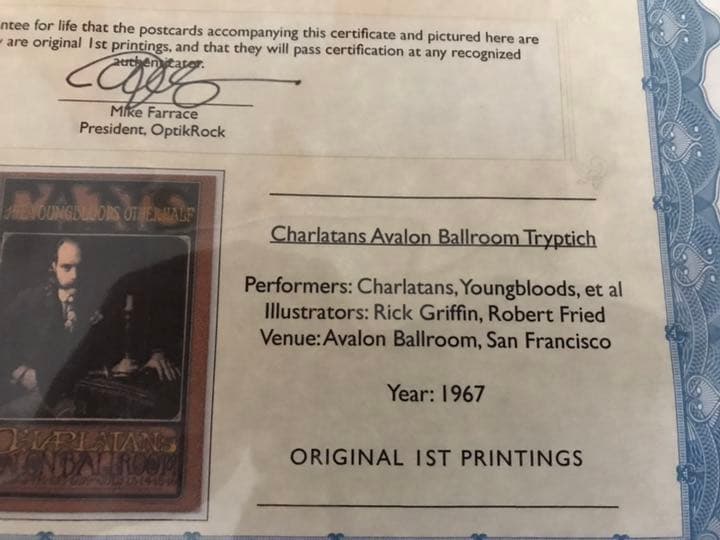 Rick Griffin /Charlatans /ポストカード 鑑定書付