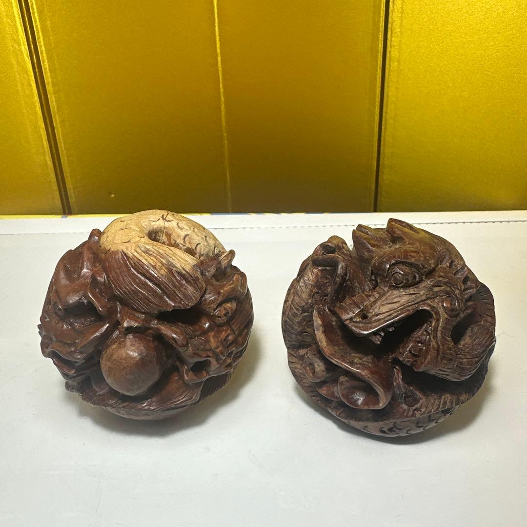 唐木，彫刻，紫檀，黄花梨，インテリア，中国，清刀，木製彫刻 ドラゴンと動物の球体