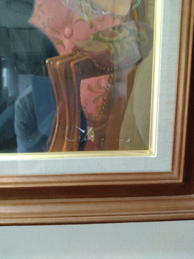 島根清先生　油彩画　「バイオリンと少女」F10