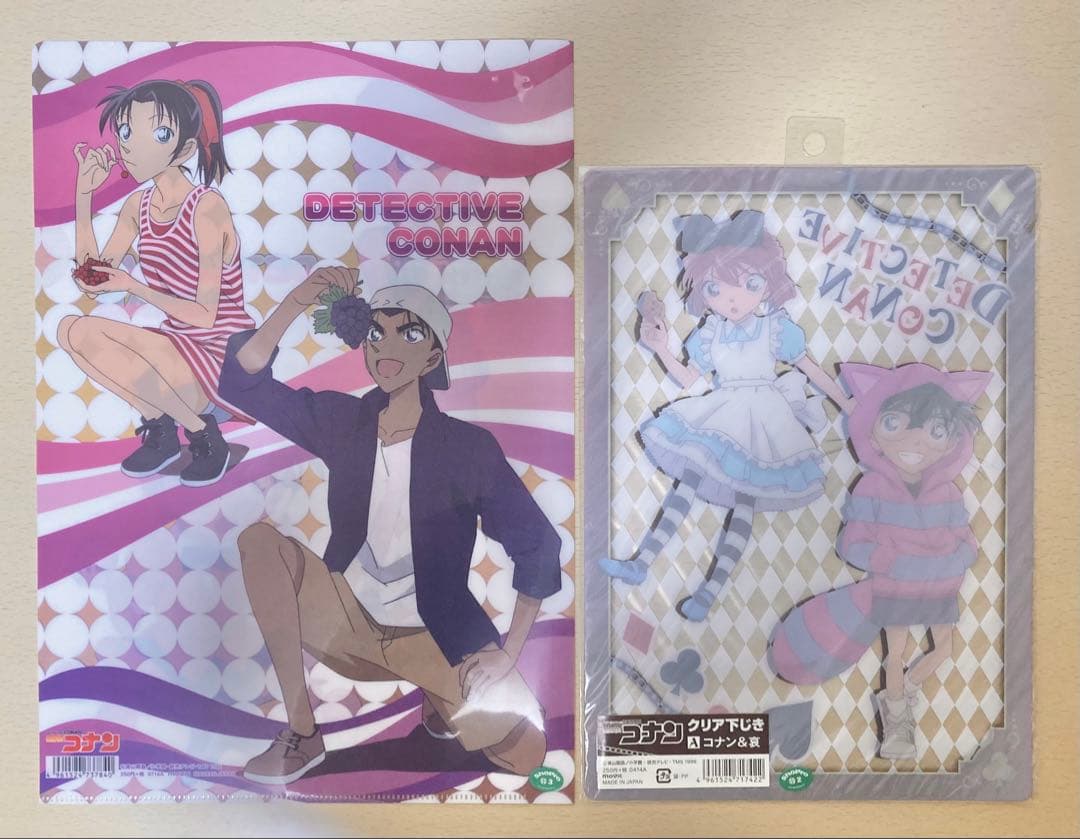 名探偵コナン　フルーツ柄　クリアファイル　アリス柄　下敷き　当時物　レア　稀少