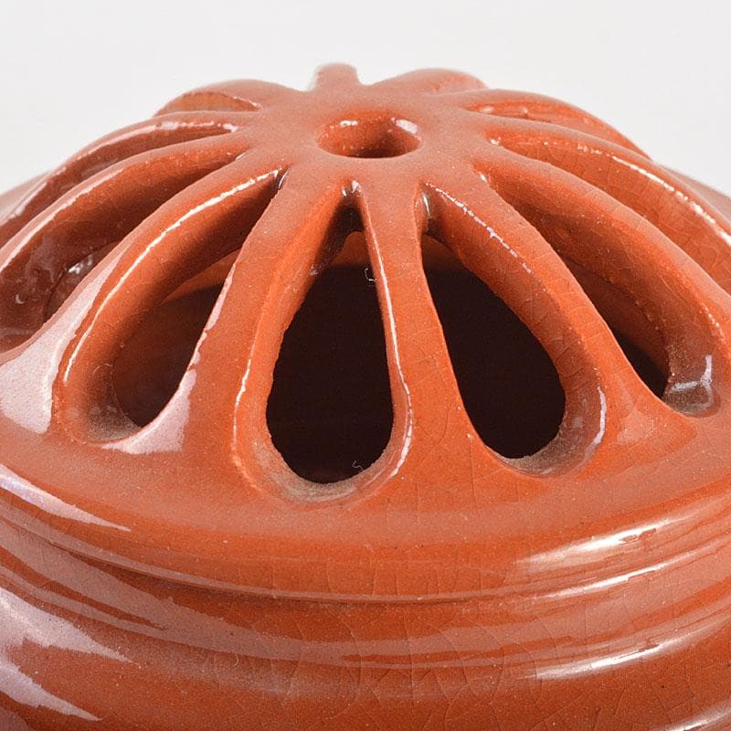 茶道具　京焼　川崎和楽作　赤楽　三足香炉　共布共箱　V　6823