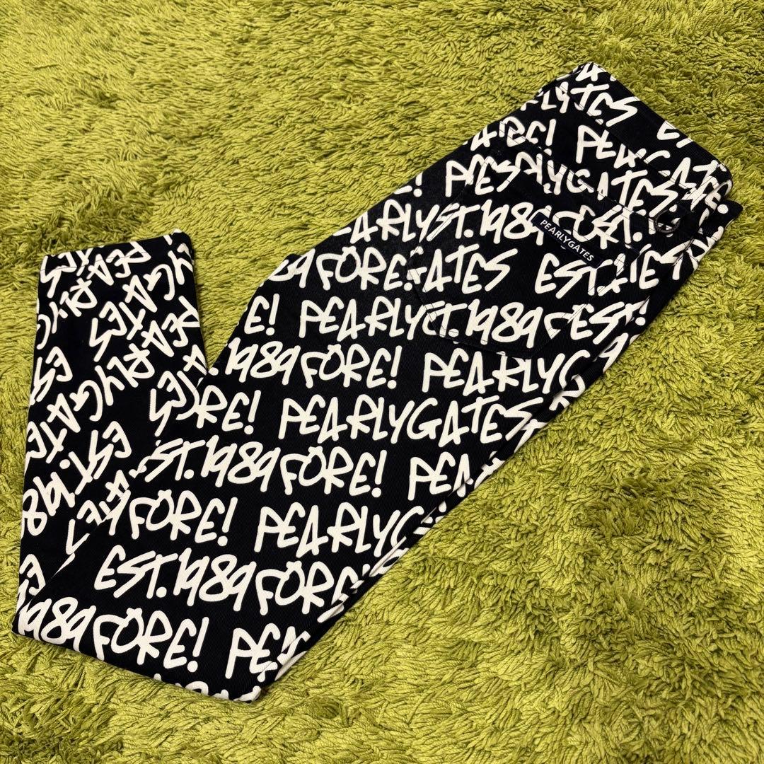 パーリーゲイツ PEARLYGATES ストレッチパンツ 総柄 落書き サイズ2