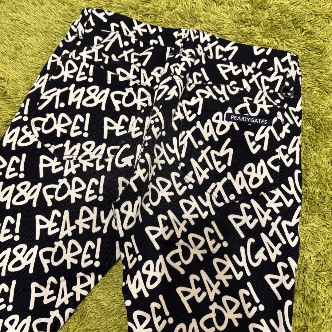 パーリーゲイツ PEARLYGATES ストレッチパンツ 総柄 落書き サイズ2
