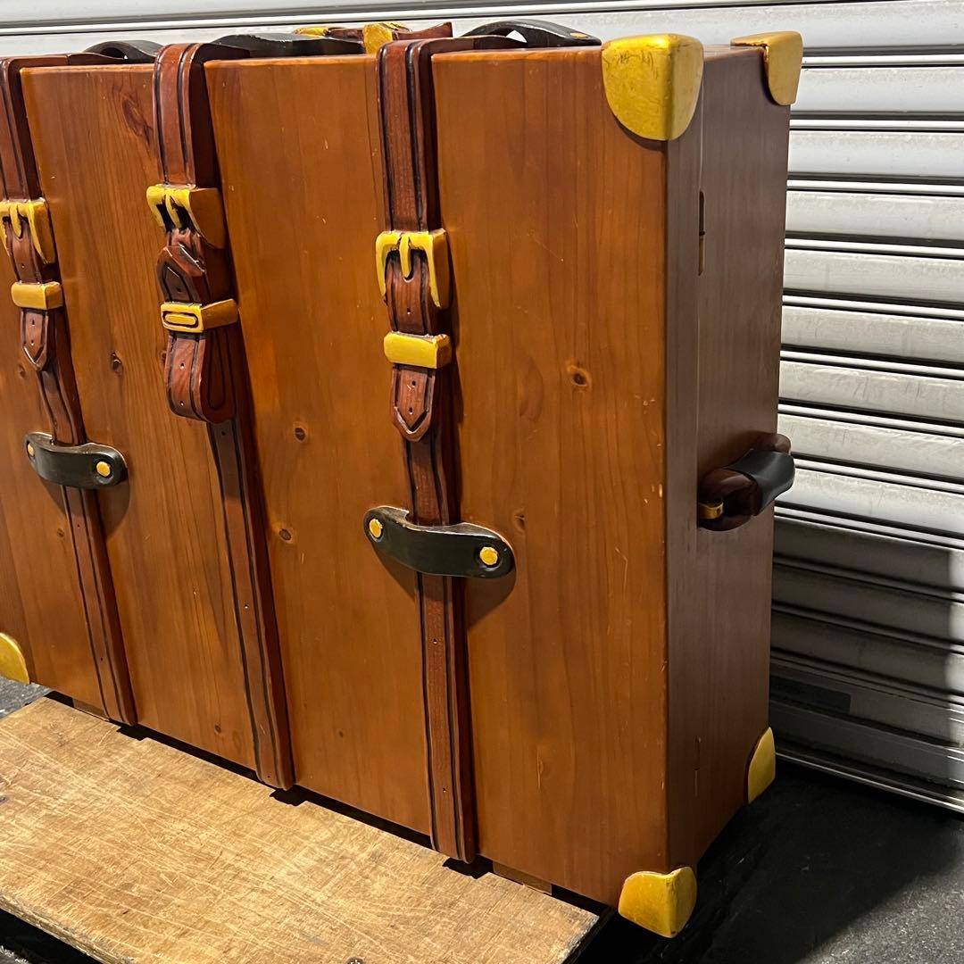 ［3716］ トランク型 木製シューズボックス アンティーク風 靴箱 収納家具