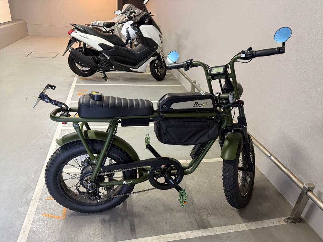 ミリタリーグリーン モペットタイプ 電動バイクファットタイヤ／低走行／屋内保管