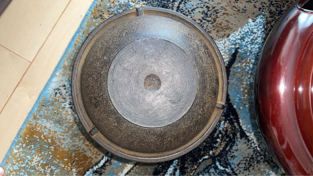 唐銅朝鮮風炉真形釜添　和田美之助 造　共箱　茶器茶道具　風炉釜　切合風炉　切合釜