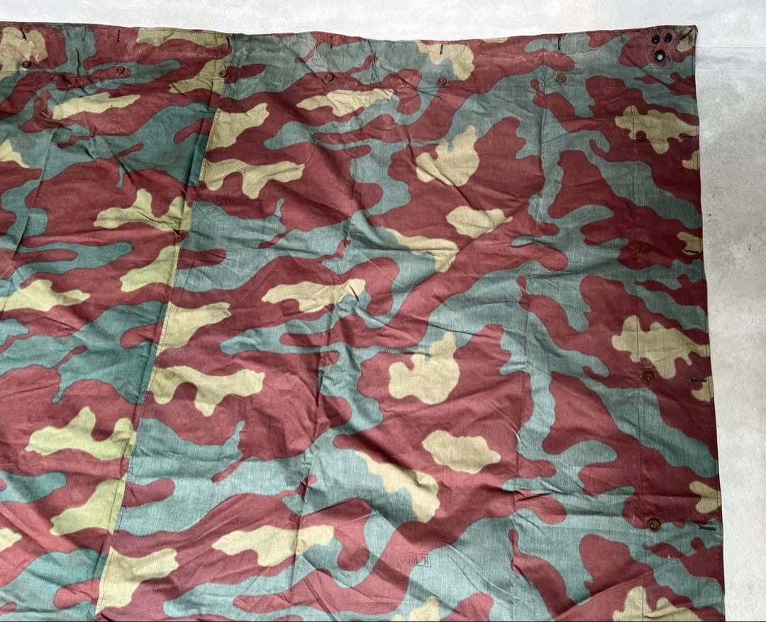 ①1950年 デッドストック イタリア軍幕 タープ テント サンマルコ迷彩 実物
