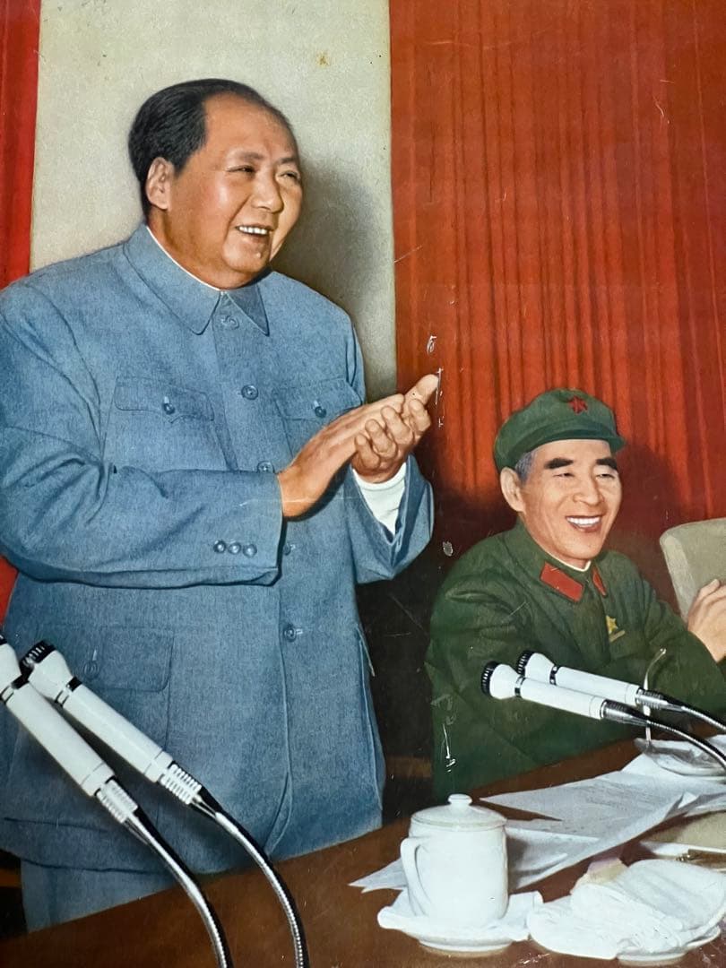 中国アンティーク　文化大革命 チベット語　ブリキ看板　毛沢東毛泽东