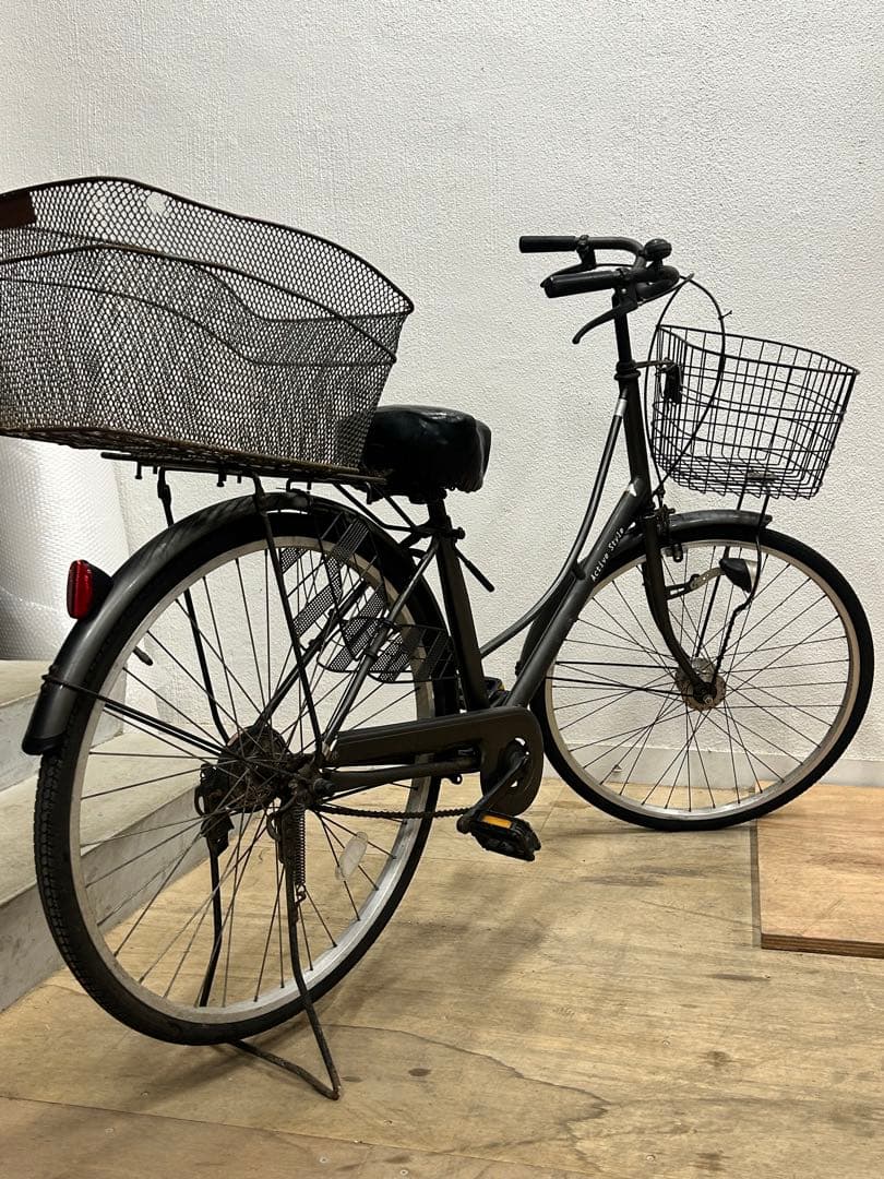 シティサイクル ブラック 26インチ 前後カゴ付き
