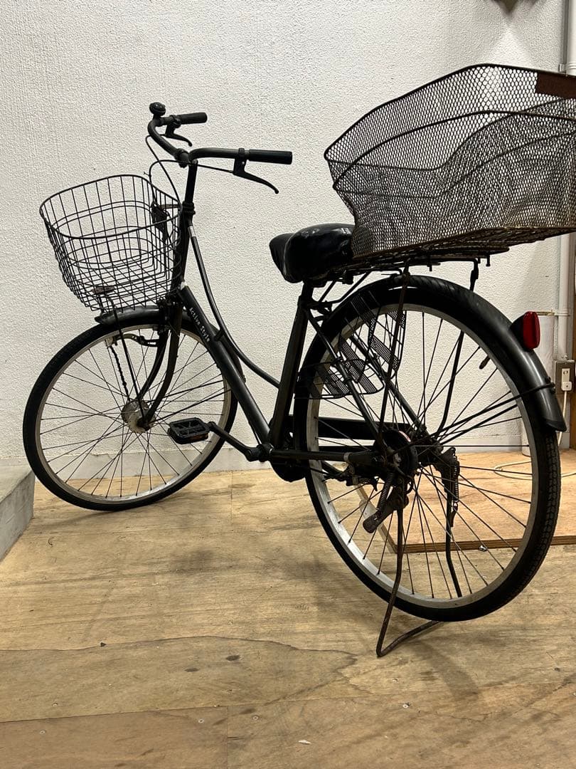シティサイクル ブラック 26インチ 前後カゴ付き