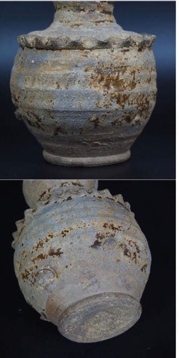 送料無料　出土品 南北朝時代褐釉壺　高17ｃｍ