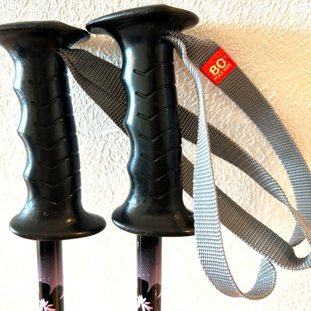 ジュニア スキー板 ストック　80cm