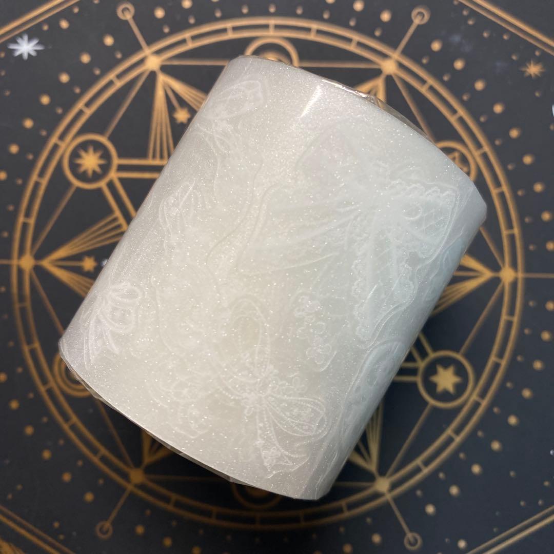 【9085】海外　マステ　5m巻　ラメ加工カッティング　レース　白リボン　装飾系