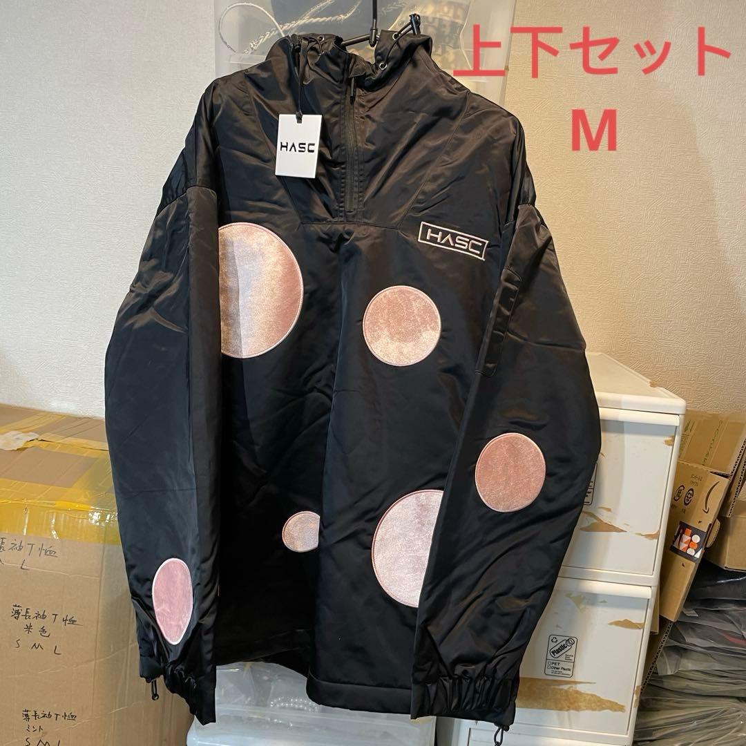 新品未使用 スノボウェア 上下セット M ブラック ドット柄 男女兼用