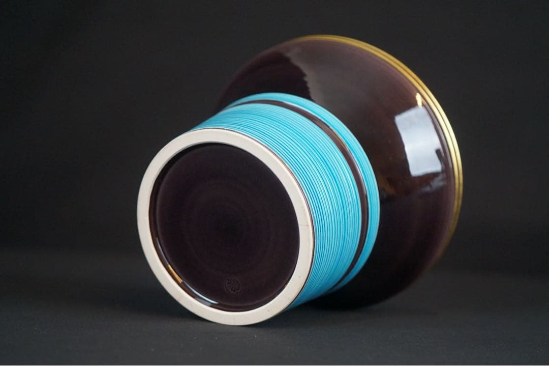 中村翠嵐 紫交趾末広糸目 皆具 共箱 共布 茶道具