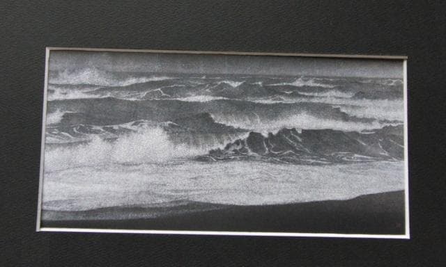 箱崎睦昌、【海・騒ぐ】、希少な額装用画集より、新品額装付