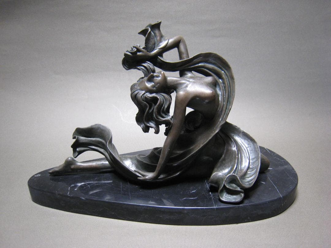 ブロンズ像　舞女　G. Michiel　銅像　インテリア　大理石台座　38ｃｍ