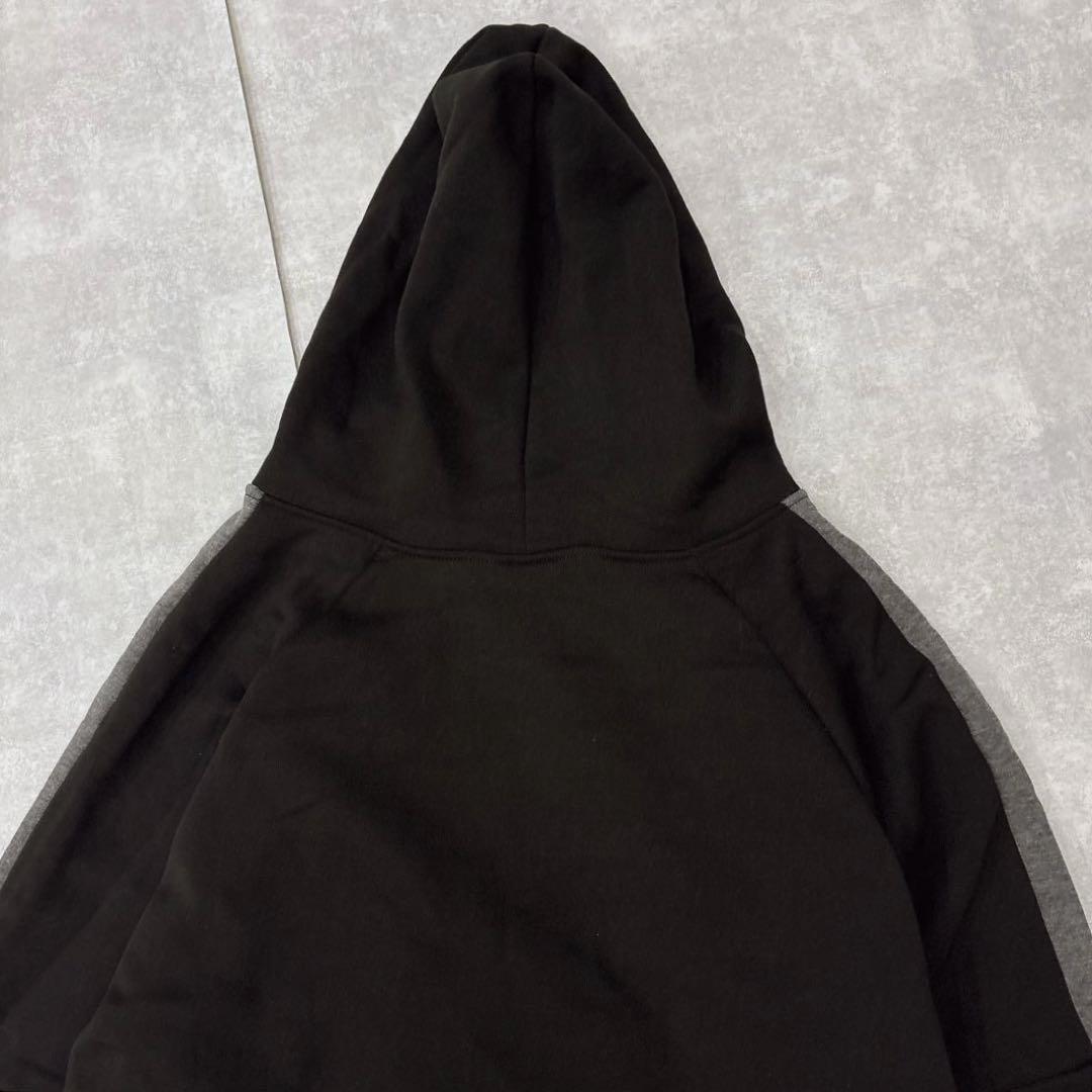 【大きいサイズ】3XL 裏起毛 ロゴ パーカー アウトドア 黒×グレー 釣り