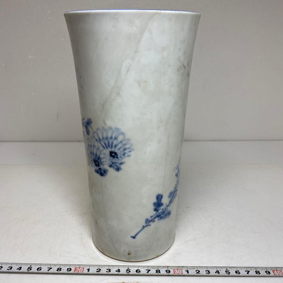 加藤幸兵衛 染付 花瓶 共箱 高さ約24.5cm 東T8-0207①