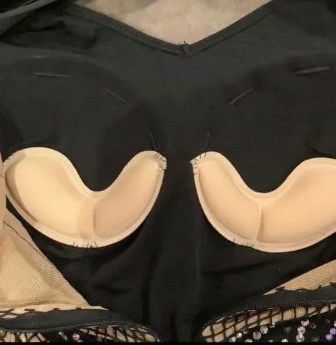 クレイモア★ブラックに肌色のメッシュ生地の上に黒ワンピース社交ダンス ドレス