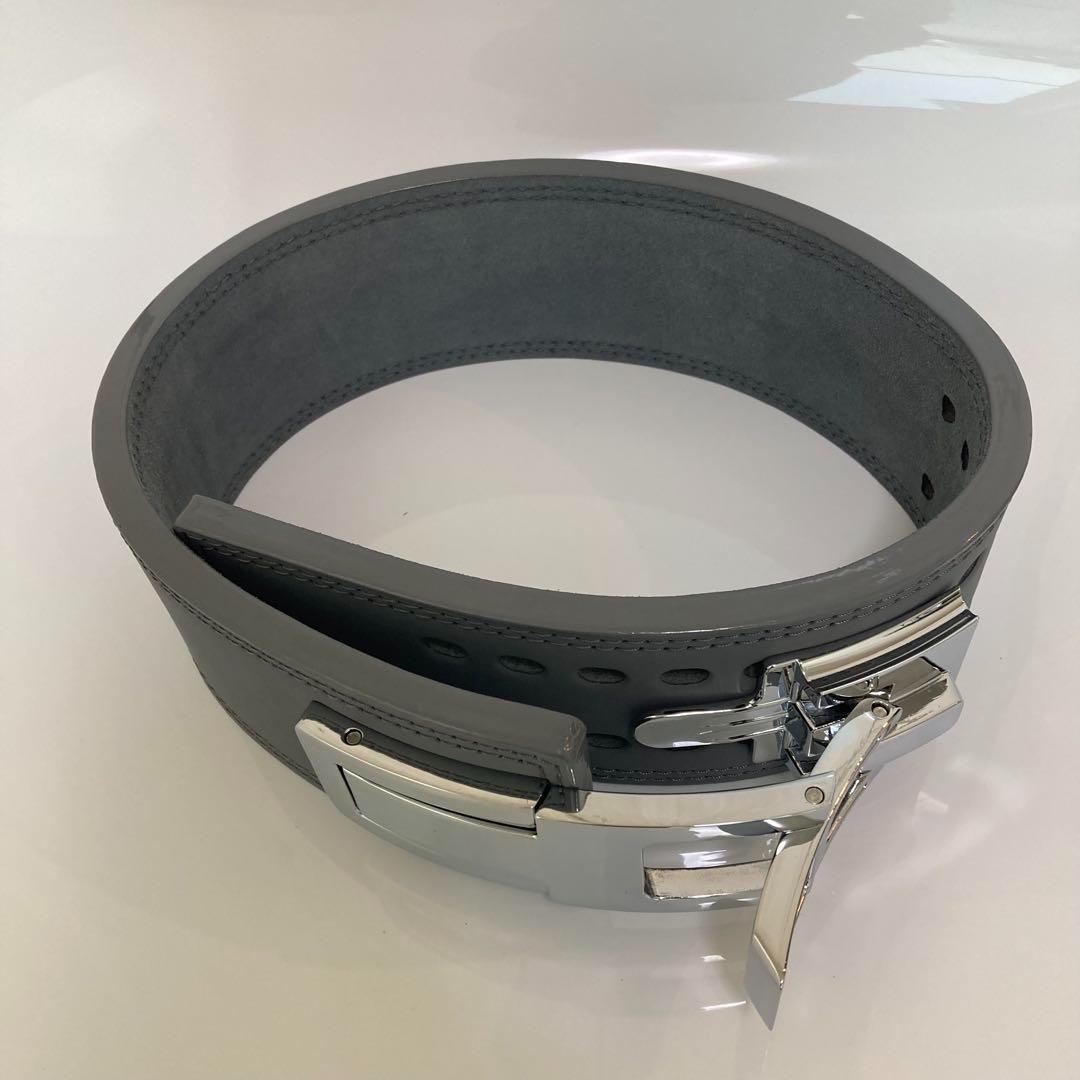 パワーベルト ウェイトリフティング 本革 グレー×艶シルバー レバーアクション