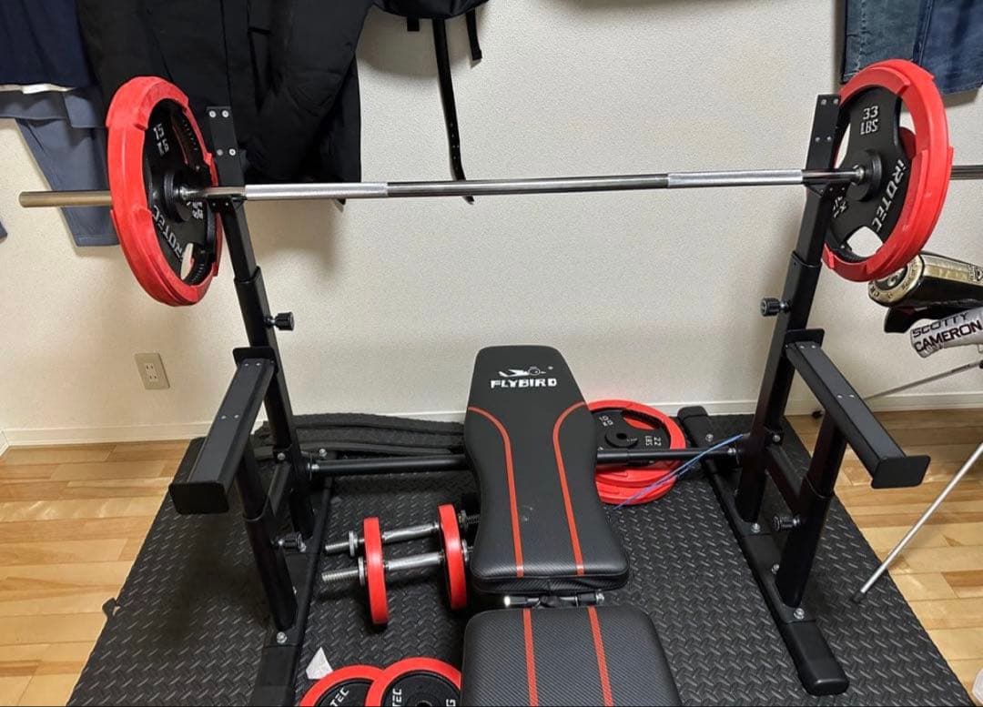 300kg耐荷重トレーニングベンチと100kgダンベルセット