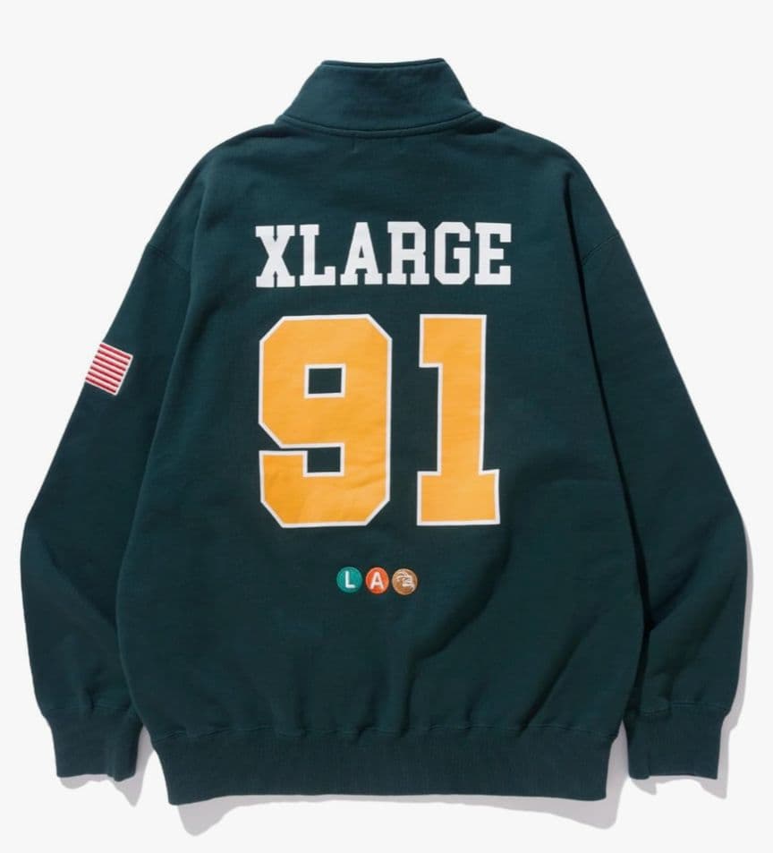 XLARGE ダークグリーン ハーフジップ XL