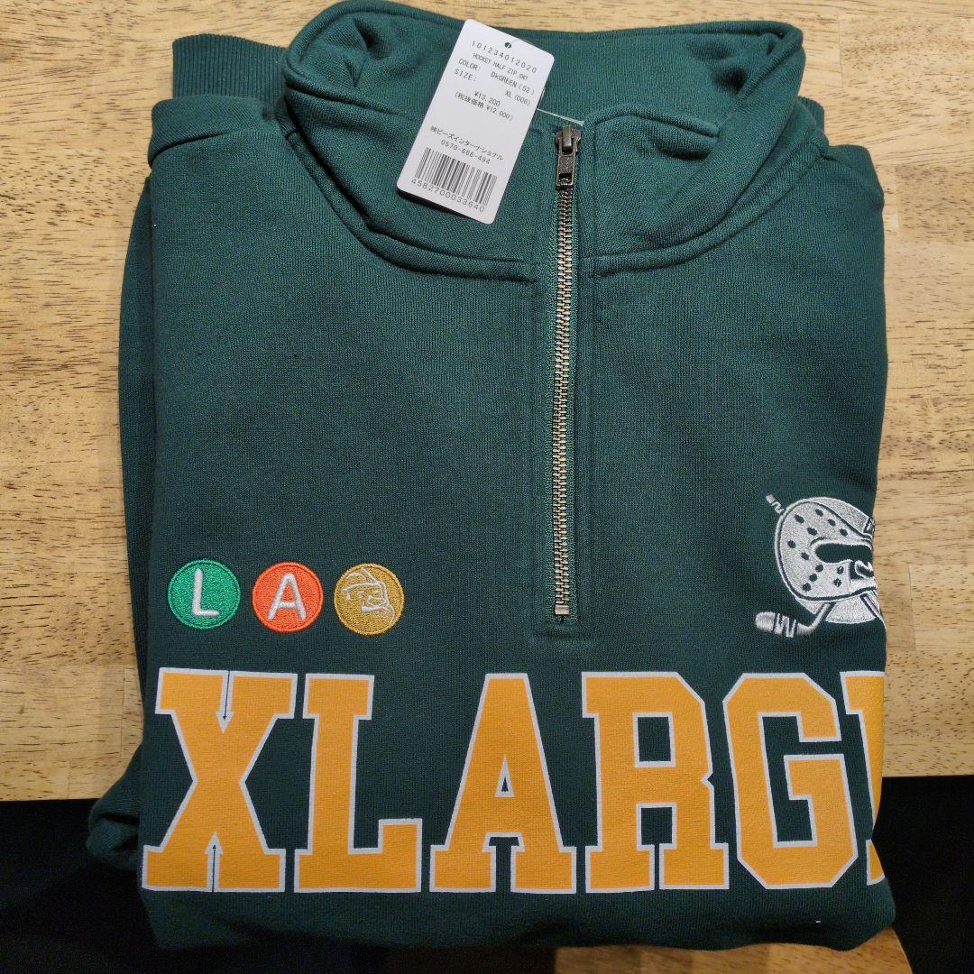 XLARGE ダークグリーン ハーフジップ XL