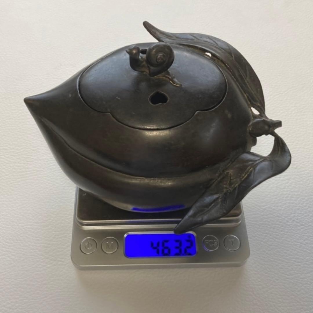 古い味のある香炉 銅製 柿 カタツムリ 小物入れ 置物 和風 工芸品 レトロ