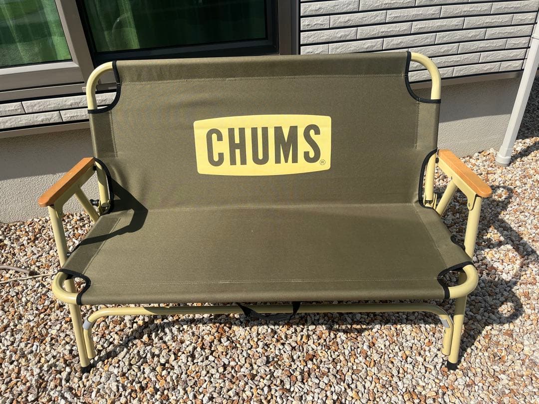 期間限定値引き！【廃盤】CHUMS キャンプチェア グリーン　2脚➕ベンチセット