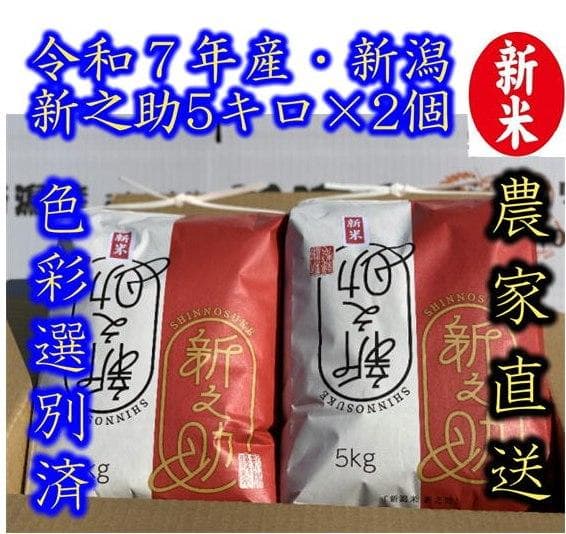 令和7年産　新潟新之助白米5キロ2個（5kg×2) 1０キロ★農家直送 色彩選別