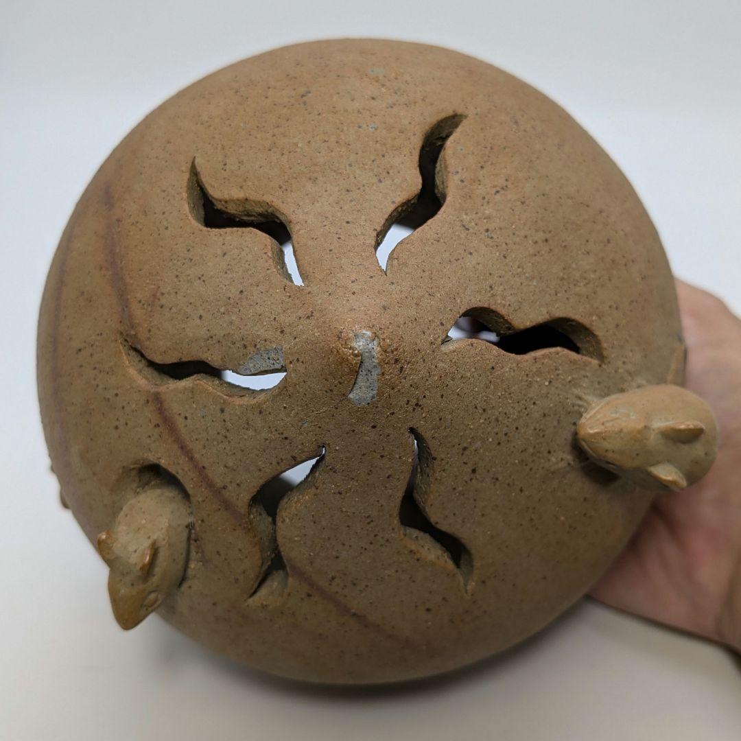 岡山県重要無形文化財 浦上善次 備前焼 壬子伏香炉 共箱 茶道具 香道具 ネズミ