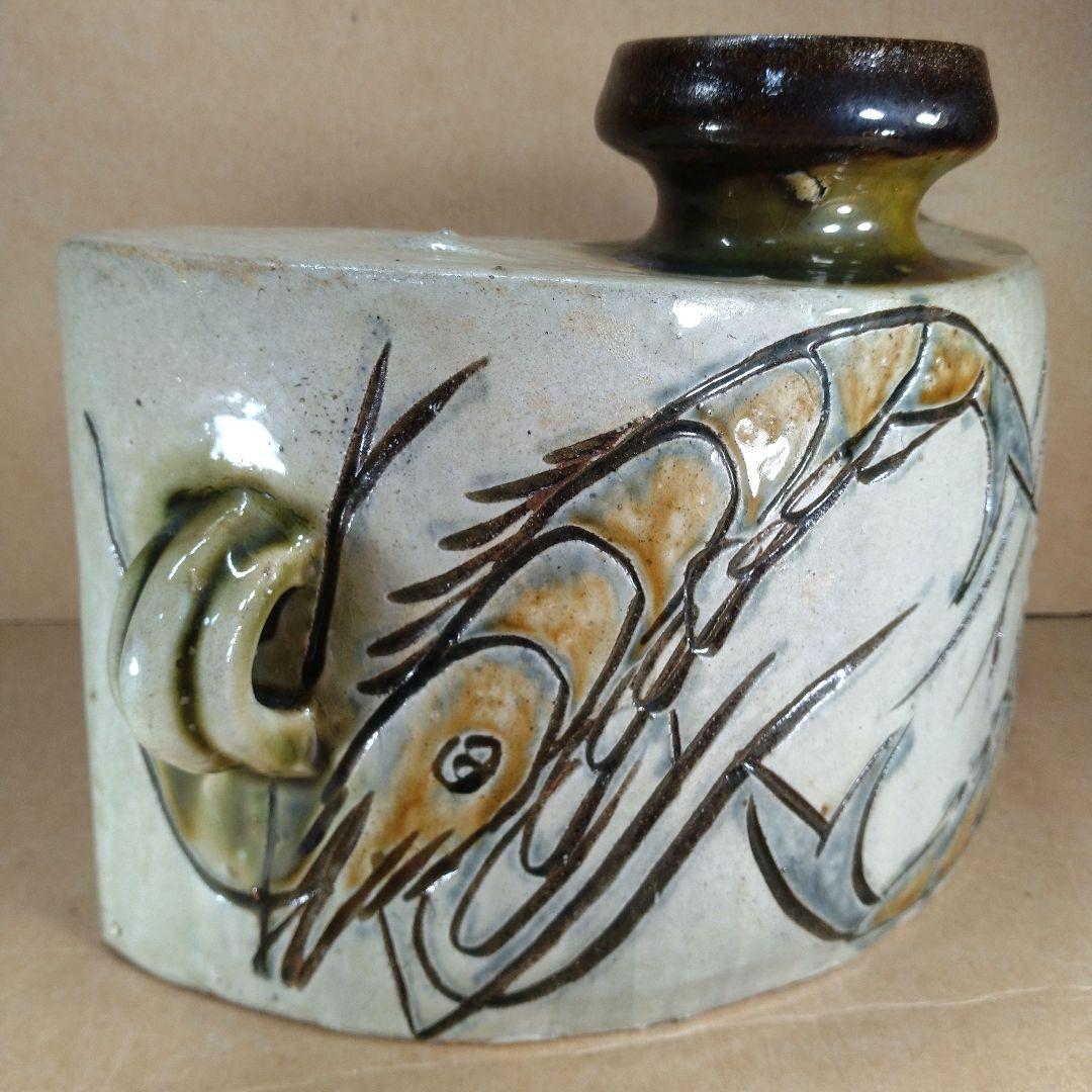 【本物保証】金城次郎 海老抱瓶 共箱 栞 美品 最大級ｗ29㎝ 壷屋焼 人間国宝