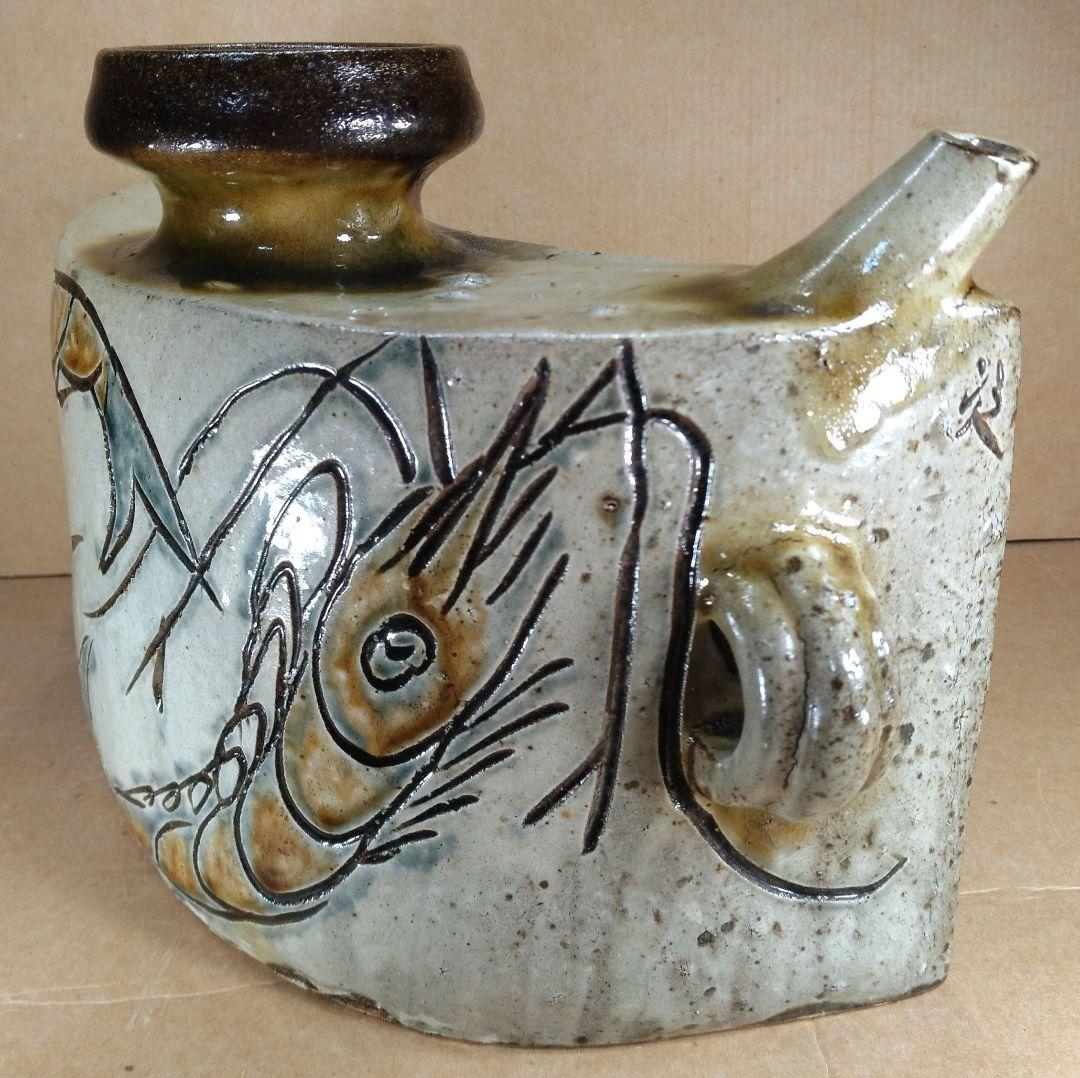 【本物保証】金城次郎 海老抱瓶 共箱 栞 美品 最大級ｗ29㎝ 壷屋焼 人間国宝