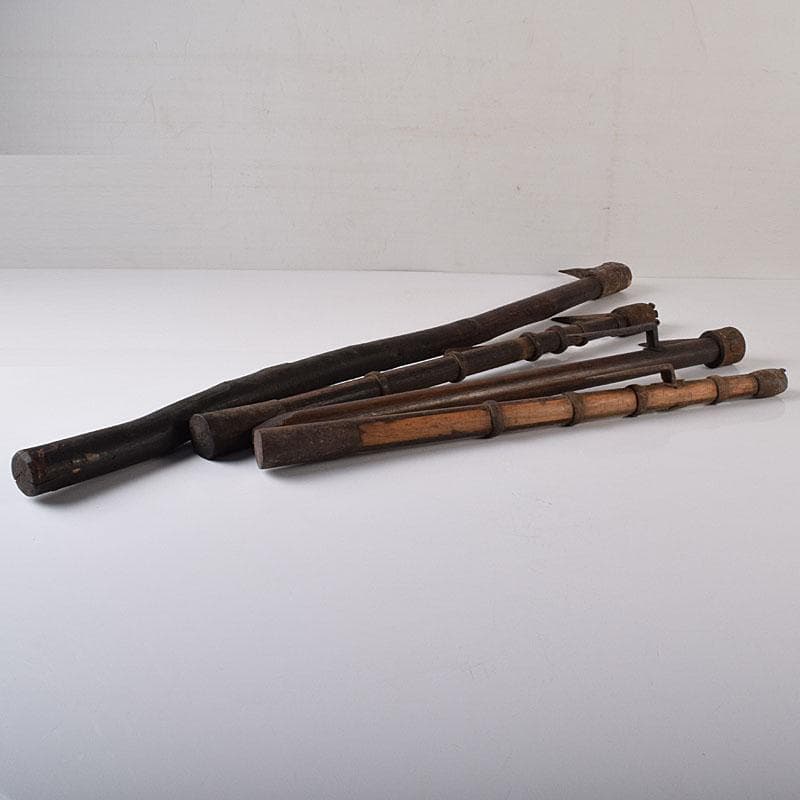 火消道具　古い鳶口　古鉄製　鳶口　火消鉤　4点まとめて　V　R8466H