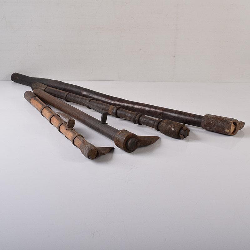 火消道具　古い鳶口　古鉄製　鳶口　火消鉤　4点まとめて　V　R8466H